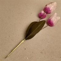 lyslilla tulipaner grønne blade gamle voksede papir kunstige blomster fake flowers